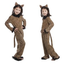 Wilde Katze Leopard Jumpsuit Kostüm für Mädchen Kinder Halloween Kostüme 4-10Y