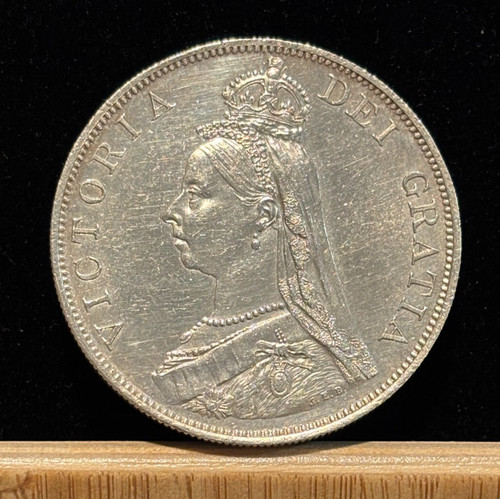 GREAT BRITAIN Double Florin 1887, Victoria Jubilee, UNC (Obverse Cleaned?) A4