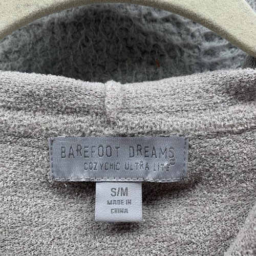 Barefoot Dreams Cozy Chic Lite Full Sip Short Sleeve Hoodie Gray Women’s S/M - Picture 3 of 11