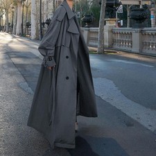 Womens Over Knee Overcoat Long Trench Coat Korean Loose Outwear Double Breasted