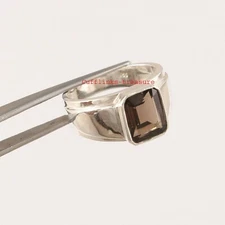 Natural Smoky Quartz Gemstone with 925 Sterling Silver Ring  For Men's #678