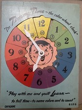 Vintage SIFO Wooden Puzzle Timmy Time Color Wheel Clock Wood 1950's