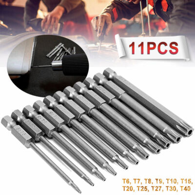 11pc T6-T40 Magnetic Head Torx Screwdriver Bit Set Security Tamper Proof Star