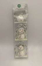 New Winter Wonder Lane 3 Snowman on Swing Ornament w/ Top Hat, Headset, Snow cap