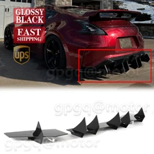 For Nissan 370Z 09-2020 V1 Style Glossy Black Shark Fin Rear Bumper Diffuser Kit