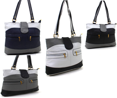 Damen mehrere Taschen PU Leder Schultertasche Handtasche langer Schultergurt