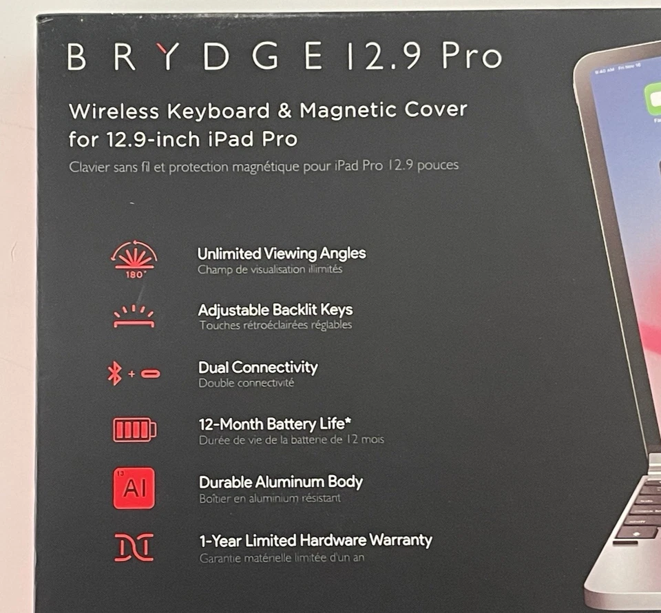 BRYDGE BRY6021-B Wireless Keyboard iPad Pro 12.9” 2018/2020 (3rd/4th Gen) Silver - Image 4 of 4