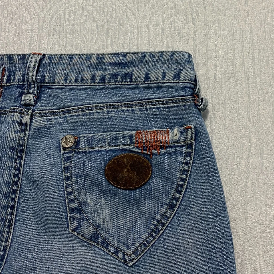 Pantalones de mezclilla rectos BCB para niñas talla 27 azul tiro bajo bigotes Foto 3 de 4