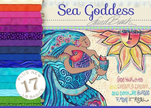 Laurel Burch Sea Goddess Flowers Allover Fuchsia Pink Fabric By the FQ - 1/4 YD - Picture 7 of 8