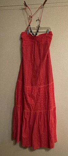 Maxi Halter Vestido FLYING TOMATO S rojo con ojales en niveles espalda ahumada - Imagen 2 de 15