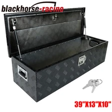 39"X13"X10" BLACK ALUMINUM PICKUP TRUCK TRUNK BED TOOL BOX TRAILER STORAGE+LOCK