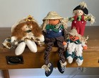 LOT of 4 Fall Halloween Autumn Scarecrow Pumpkin Shelf Tabletop Decor - Cute!