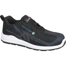 Image of Portwest Eco Fly Composite Safety Trainers Black / Blue Size 11