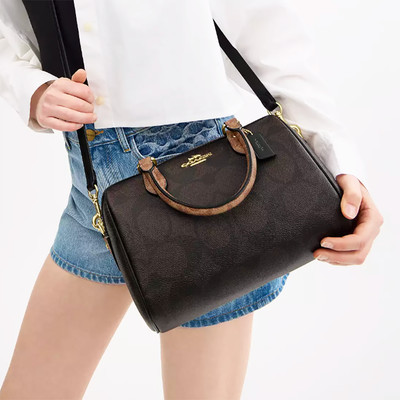 COACH Rowan Satchel Bag In Blocked Signature Canvas Walnut CY679 outlet New JP