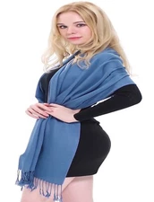 Denim Blue Solid Color Design Shawl Scarf Wrap Stole Pashmina CJ Apparel **NEW**