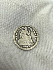 1843 Liberty Seated Half Dime Nice Original Coin J9