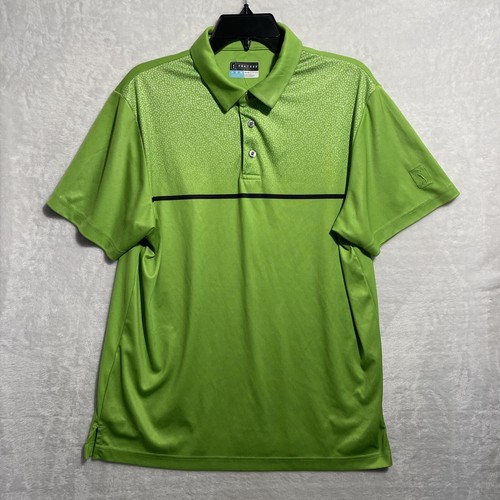 PGA Tour Mens Polo Shirt Green Medium Short Sleeve Polyester Collar Golf