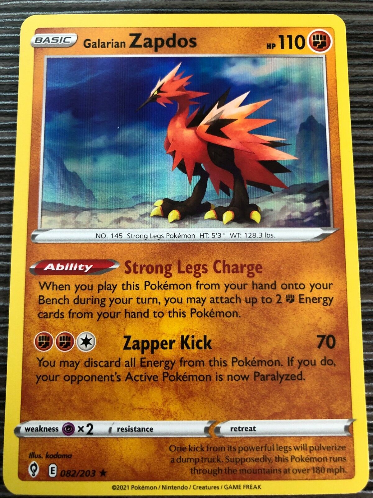 Galarian Zapdos Evolving Skies 082/203 Values - MAVIN