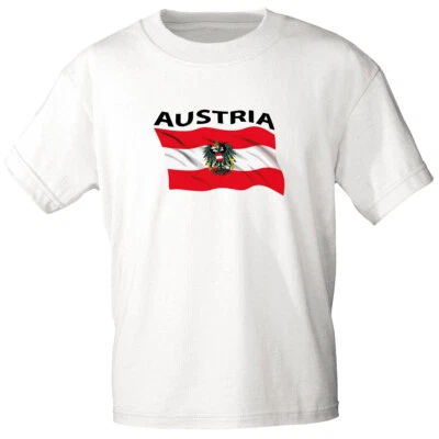 FAN-OMENAL T-Shirt mit Print - wehende Fahne AUSTRIA Österreich - 76304/1 Gr. S-2XL