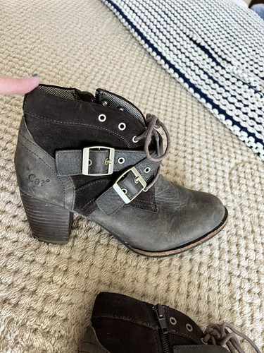 CAT CATERPILLAR Brown Briony Chunky Leather Ankle Boots Waterproof Buckle Sz 8 - Picture 7 of 12