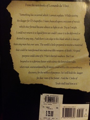 The Medici Dagger by Cameron West (2001 Hardcover) - Picture 2 of 2