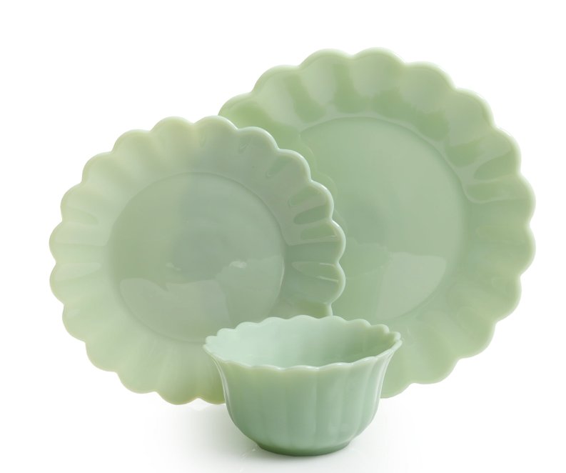 Set of 3x Pioneer Woman Timeless Beauty ✨ Jade Glass Dinnerware Set Classic Gree