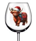 12x Colour Christmas Highland Cow Vinyl Sticker Decal Tumbler Wine Glass Bottle