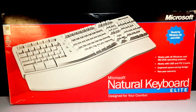 Microsoft Natural Keyboard Elite USB PS/2 Wired Computer Split Ergonomic NOB