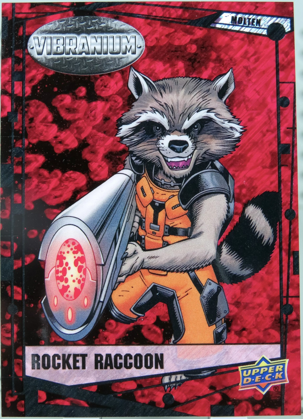2015 Marvel Vibranium Molten Refractor #9 Rocket Raccoon Card 115/299 NO RESERVE