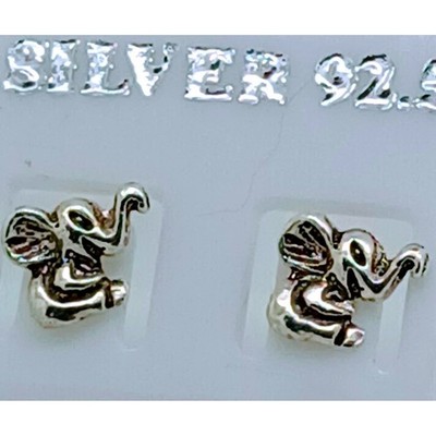 Sterling Silber 925 Elefant Ohrstecker klein zierlich Glück Tier Schmuck