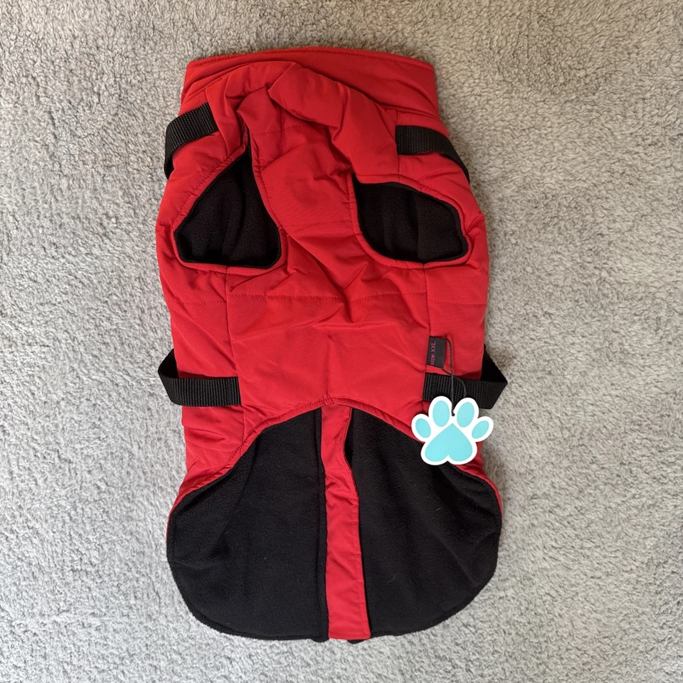 Norbi Pet Dog Vest Jacket XXL Pup Coat Harness Fleece Lined Zipper Red - Image 2 of 4