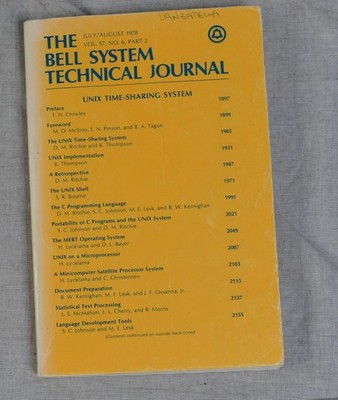 Unix Time-Sharing System The Bell System Technical Journal Vol 56 No 6 Part 2