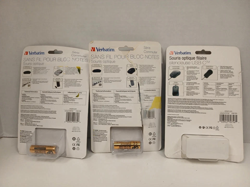 Set of 3 Verbatim Wireless and Wired Optical Mouse/Mice - Image 2 of 2