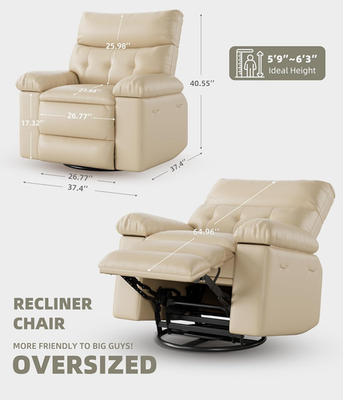 Oversized Vintage PU Leather Massage Recliner with Heat & Vibration  Functions