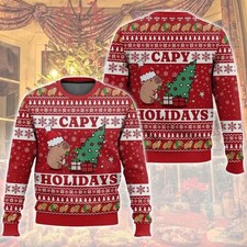 Capybara CAPY HOLIDAYS Ugly Christmas Sweater Funny Animal Pun Gift