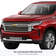 For Chevy Tahoe 21-24 APG 1-Pc Polished 8x6 mm Horizontal Billet Bumper Grille