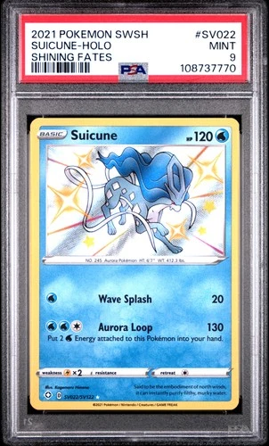 2021 POKEMON SWORD & SHIELD SHINING FATES #SV022 SUICUNE-HOLO PSA 9