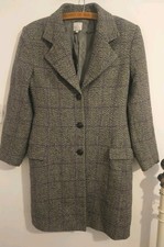 Bella Freud Women's Tweed Wool Coat Jacket UK 14 Medium Grey Purple Check Ladies