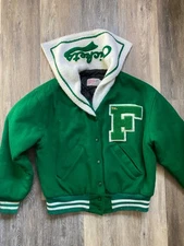 Vintage Varsity Letterman Jacket Fall Creek Crickets Wool Green Size 44 EUC