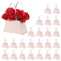 GeschenktüTen Papier Mit Blumen,24Stk,GeschenktüTen Papier Mit Blumenstrauß,Rosa