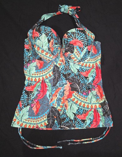Pour Moi TURQUOISE MULTI Soleil Multiway Tankini Swimsuit Top, US 36D