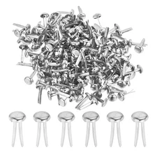 100 Pcs Paper Brass Fasteners Split Pins Pastel Mini, Silver, 8 x 15 mm