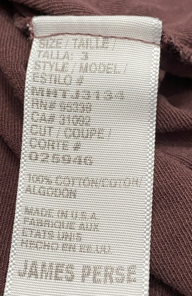 Standard James Perse Long Sleeve Henley Shirt Size 3 Made Usa Maroon Large - Image 3 of 4