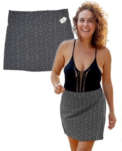 RIPSKIRT Damen schwarz Batik LÄNGE 1 WICKELROCK Cover Up schnelltrocknend neuwertig! S - Bild 1 von 5