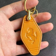 Handmade Genuine Leather Brass Keychain - Suitable for 458/488/296/SF90 - Gift