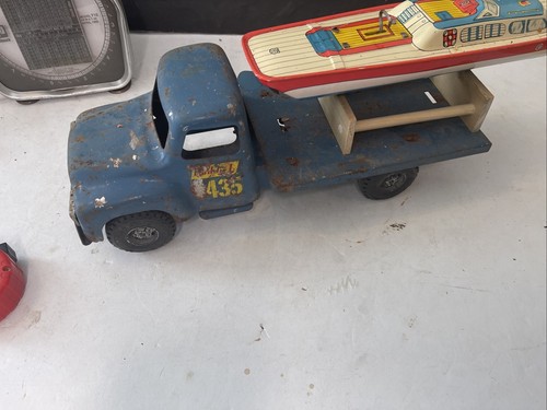Buddy L Pritsche Boot LKW mit J. Chein Aufziehboot funktioniert - Bild 4 von 11