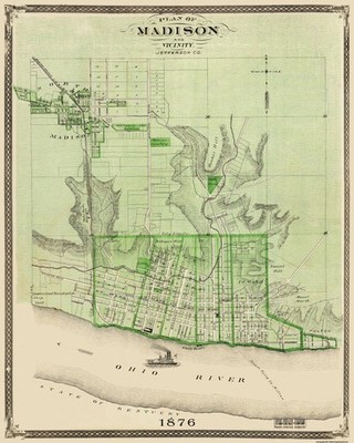 Historic City Map - Madison Indiana - Baskin 1876 - Vintage Wall Art