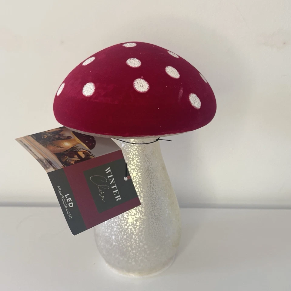 Dije de Invierno Luz LED Seta - Terciopelo Rojo Puntos Blancos - Decoración de Navidad Foto 2 de 4