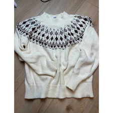Melrose and Market Cream Brown Fair Isle Sweater – Women’s Size XL