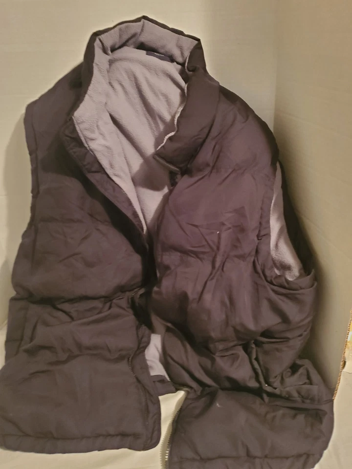 Chaleco acolchado con cremallera completa Faded Glory para hombre forrado de lana negro talla 3XL falta cremallera Foto 2 de 4